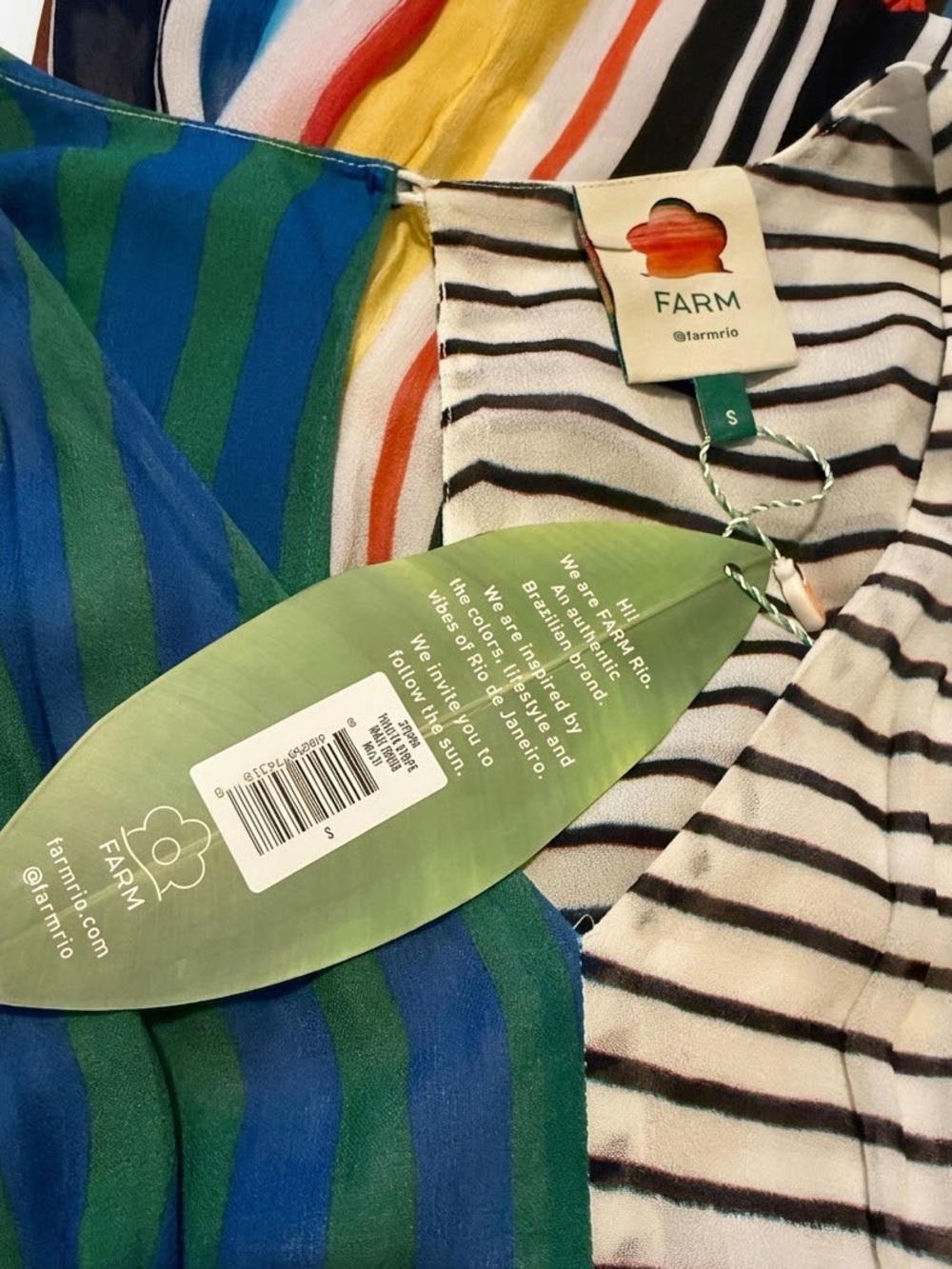 Farm Rio Thalita Stripe Multicolor Flowy Belted V-Neck Tiered Maxi Dress NWT - Picture 8 of 8